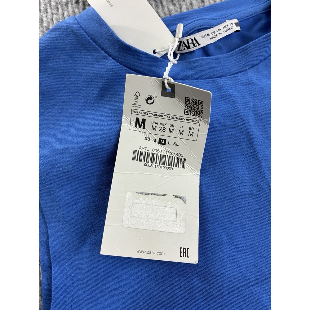 ZARA Sleeveless Tank Top Blue Crew Neck Pullover Solid Women's Medium - Picture 4 of 7